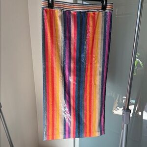 Le Superbe Multicolor Stripe Stretch Sequin Skirt – Size M